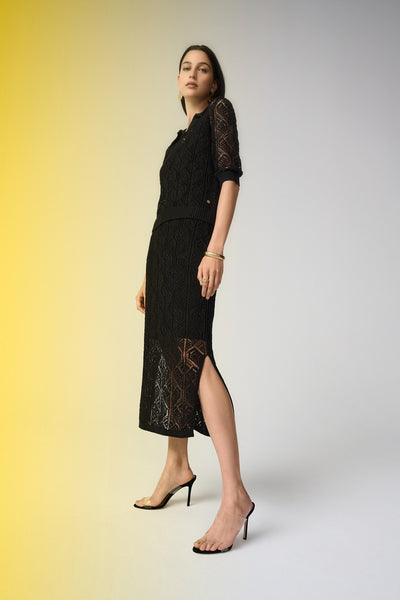 Cotton Blend Open Stitch Pencil Skirt Joseph Ribkoff