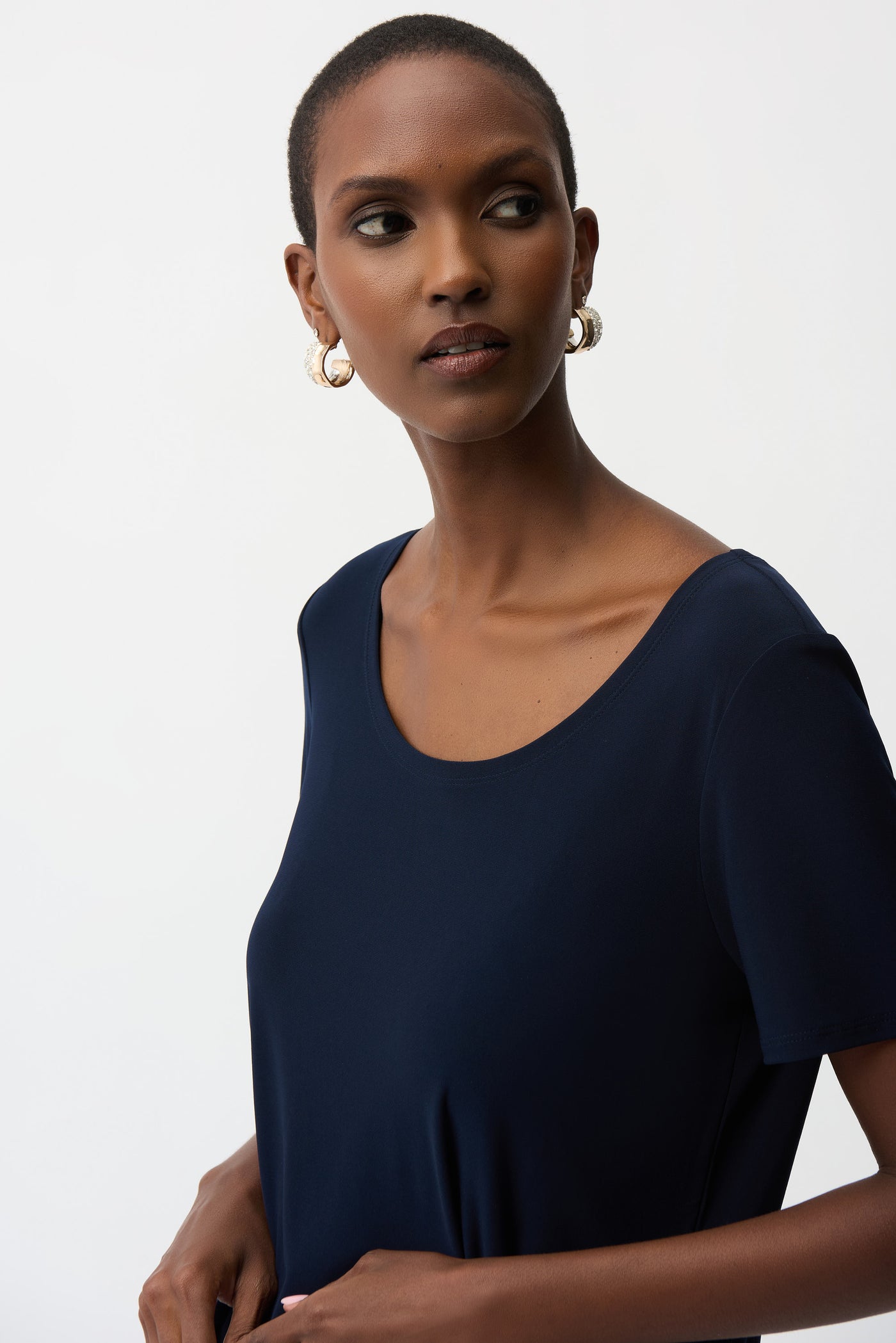 Silky Knit Fit and Flare Short Sleeve Top Joseph Ribkoff