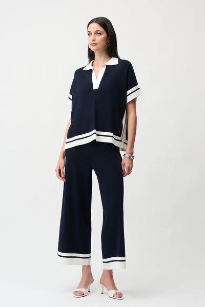Viscose Blend Boxy Sweater With Stripe Detail Joseph Ribkoff