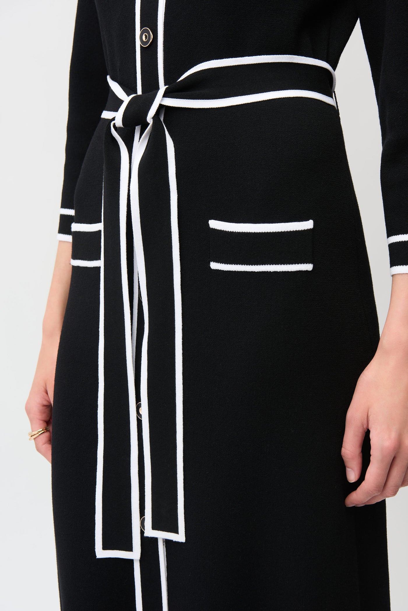 Viscose Shirt Dress with Contrast Piping And Sash Joseph Ribkoff