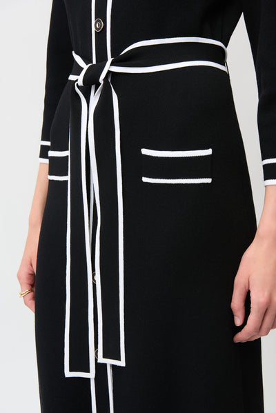 Viscose Shirt Dress with Contrast Piping And Sash Joseph Ribkoff