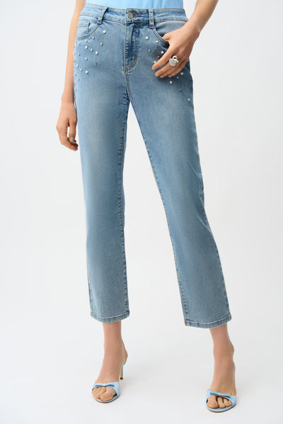 Slim Leg Jeans With Pearls and Studs French Dressing Jeans