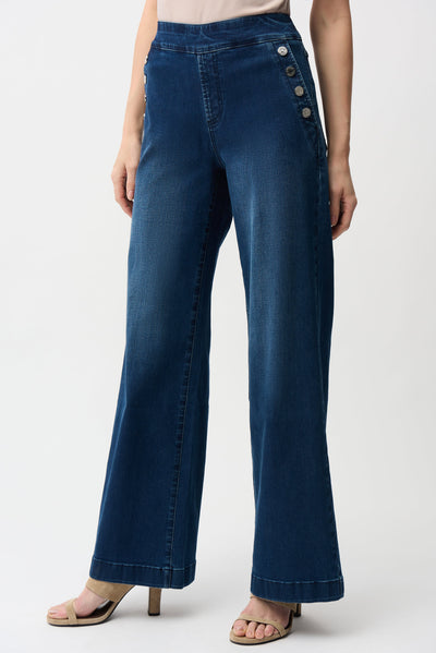Wide Leg Pull-On Jeans Joseph Ribkoff