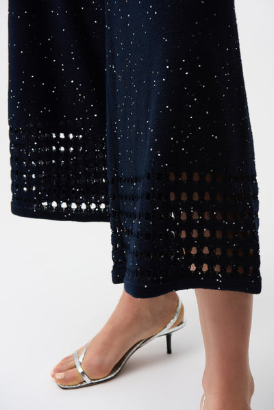 Sequins Yarn Culotte Pants With Open Stitch Border Joseph Ribkoff