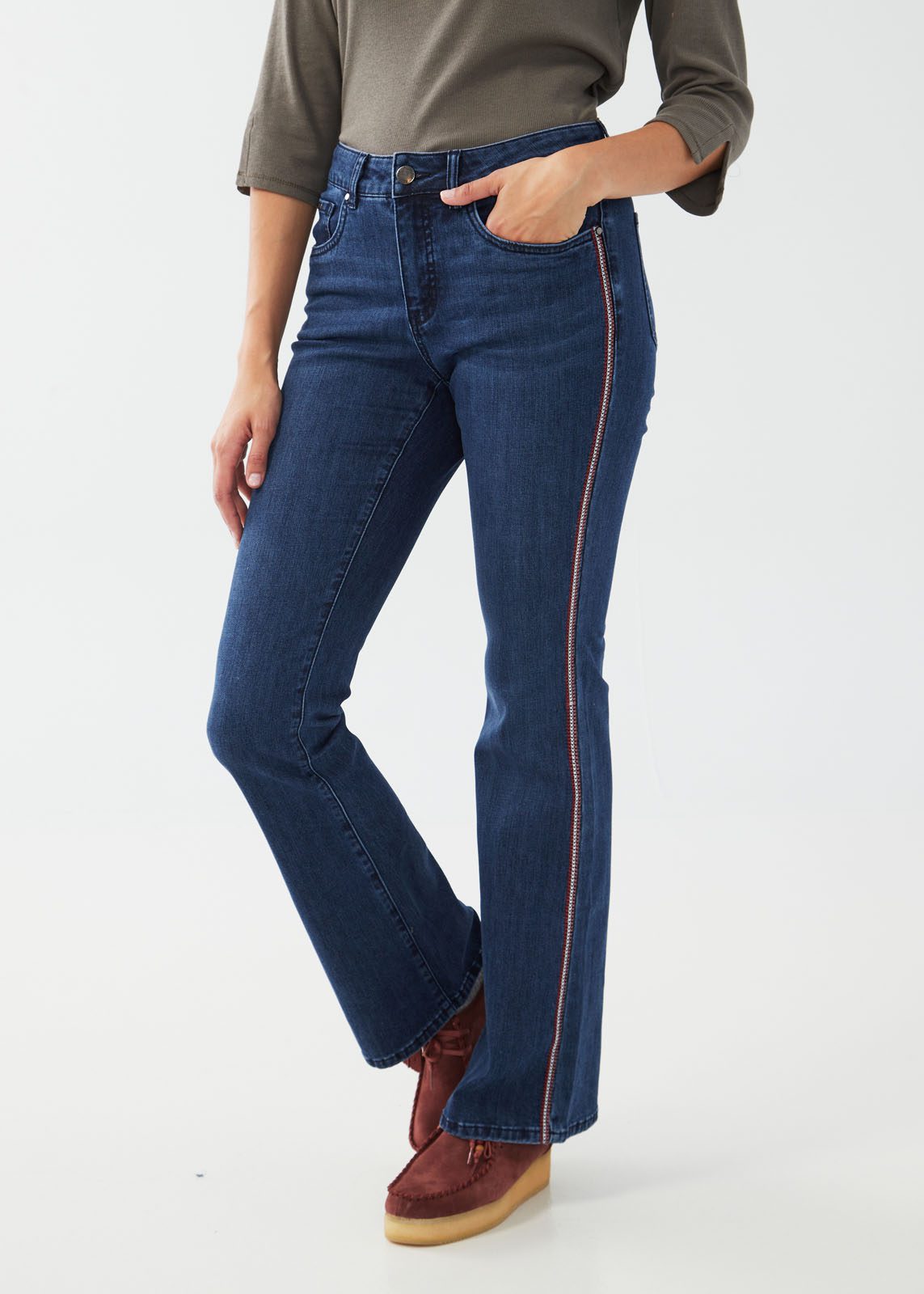 French Dressing Jeans Olivia Flare Leg With Embroidery 