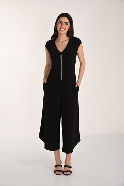 Noir Knit Zip Jumpsuit Frank Lyman