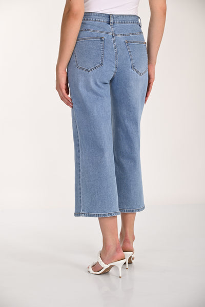Button Crop Flare Jeans Frank Lyman