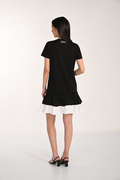 Ruffle Hem Contrast T-Shirt Dress Frank Lyman