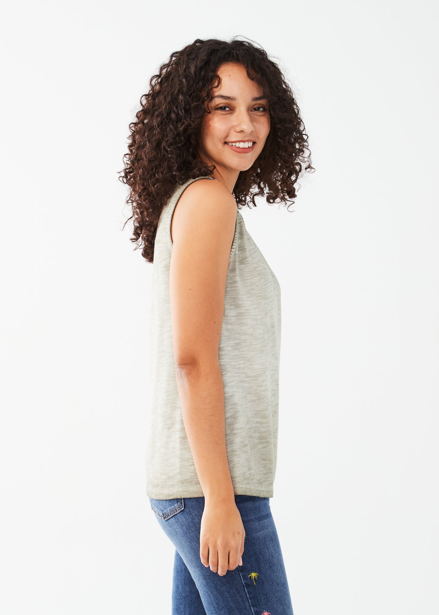 French Dressing Jeans Sleeveless V-Neck Top 