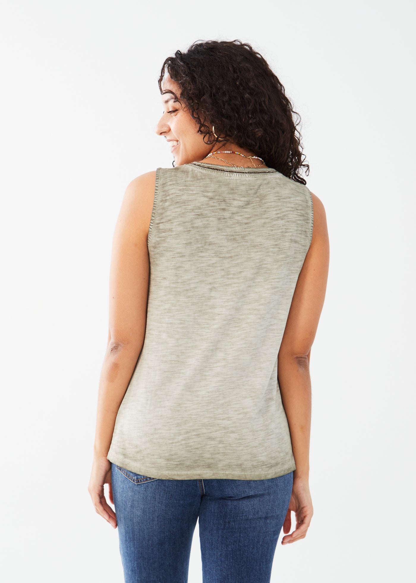 French Dressing Jeans Sleeveless V-Neck Top 