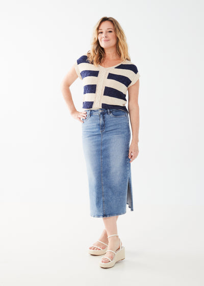 French Dressing Jeans Column Midi Skirt 