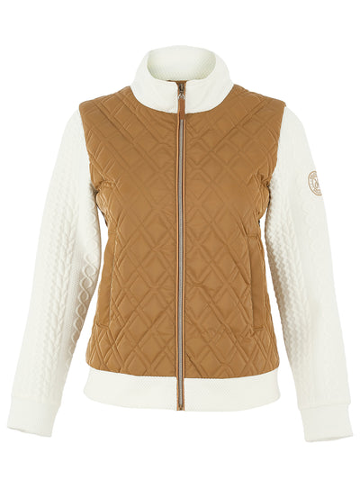 Quilted Zip-Up Jacket with Contrast Knit Sleeves Dolcezza