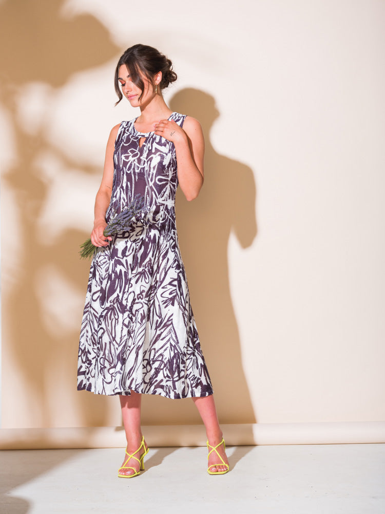 Alison Sheri Abstract Flower Print Dress 