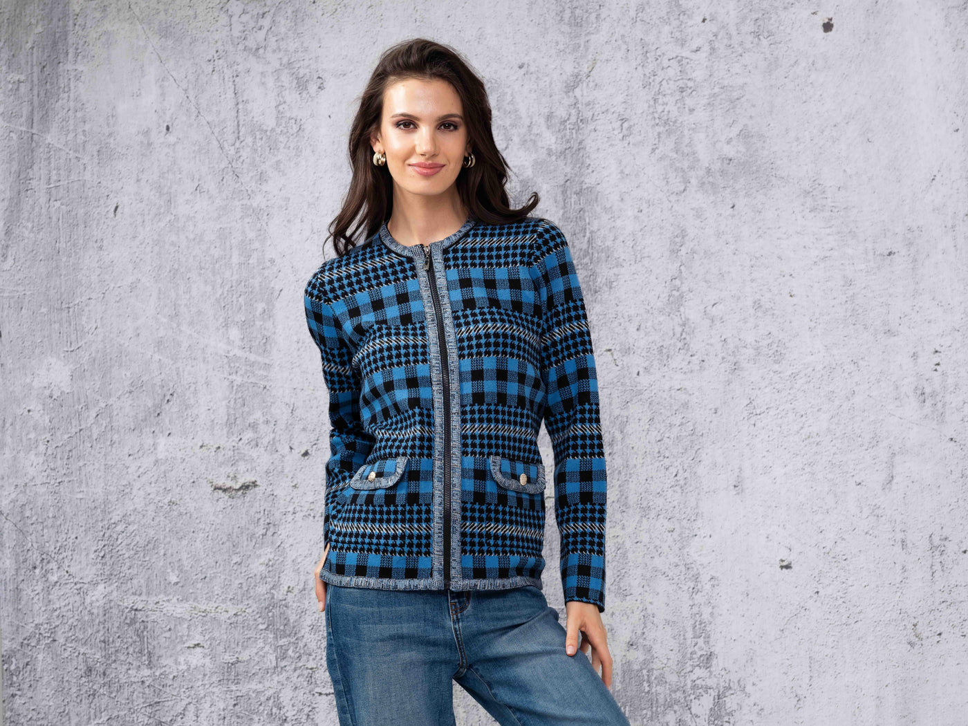 Plaid Knit Cardigan Alison Sheri