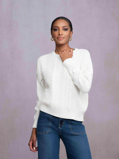 Cable Knit Round Neck Sweater - Dream Pants