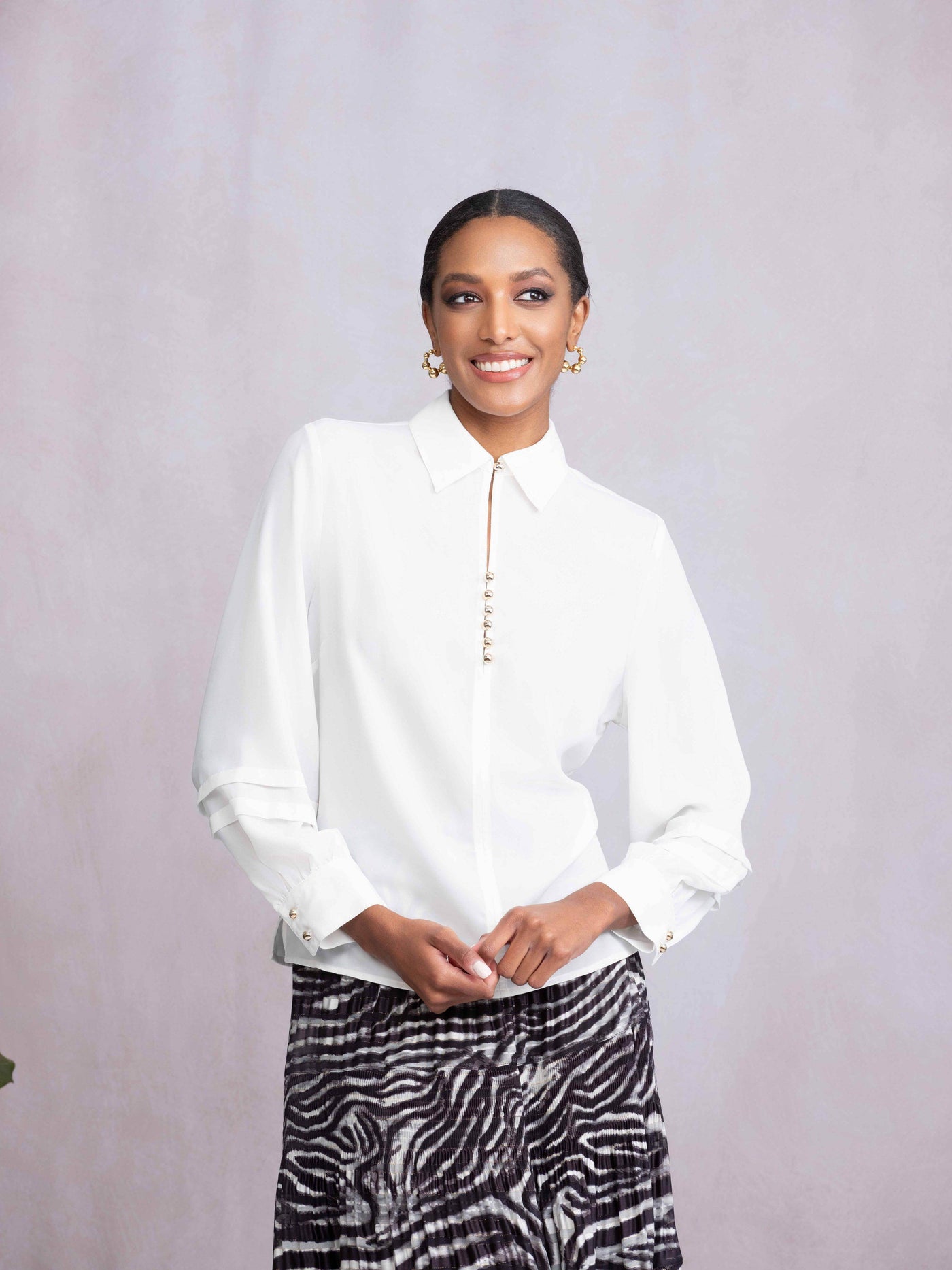 Elegant Button-Detail Blouse - Dream Pants