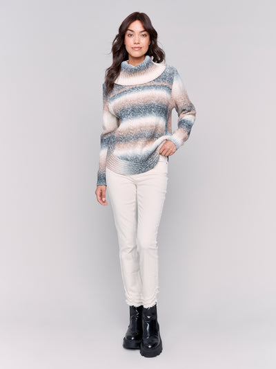 Two-Toned Cowl Neck Sweater Charlie B