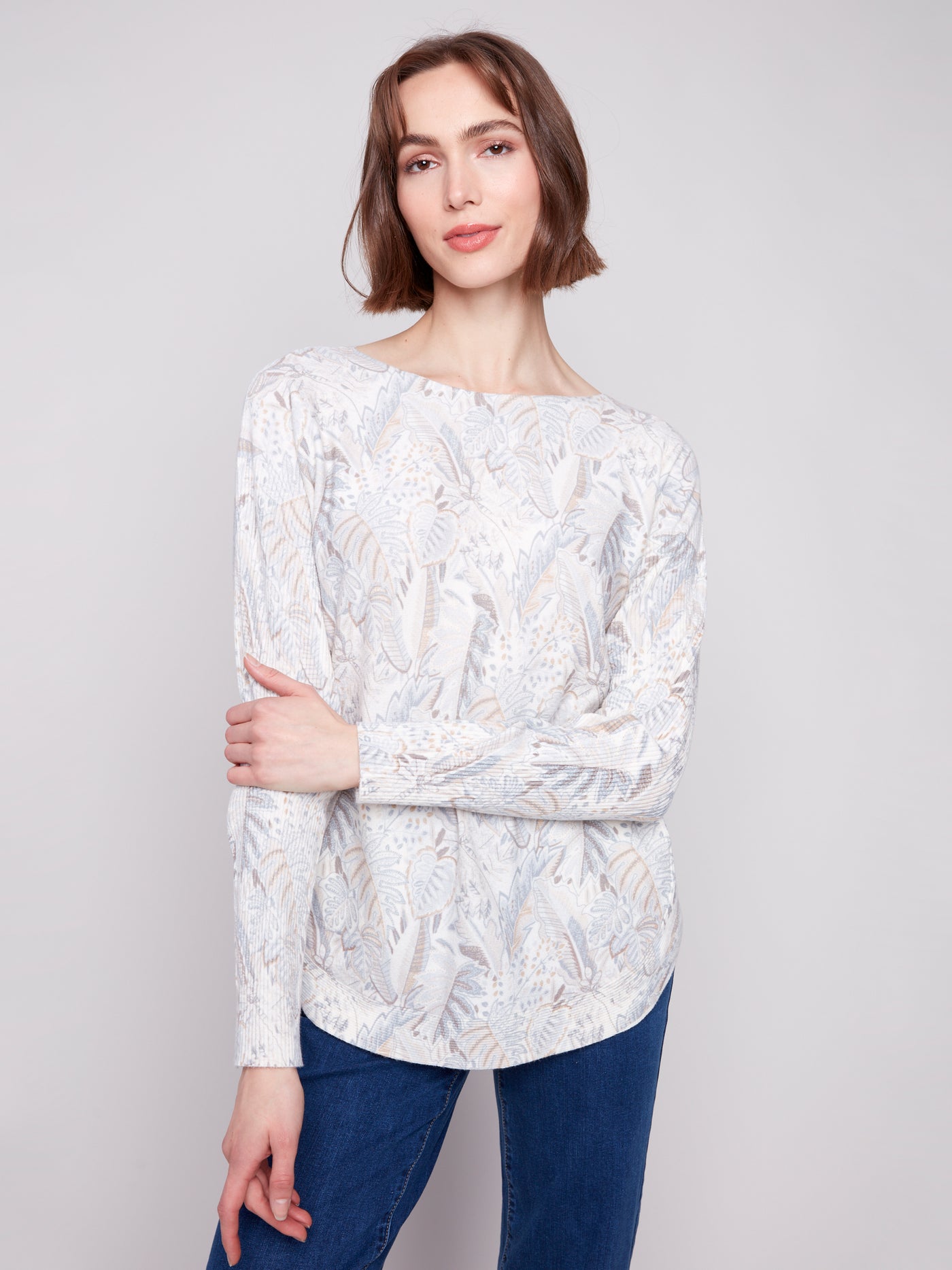 Printed Rounded Hem Sweater Charlie B