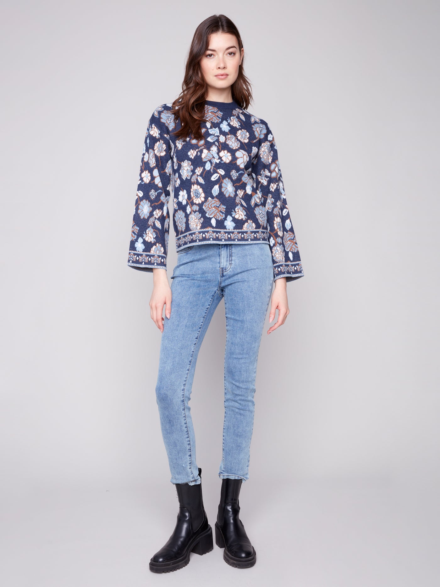 Crew Neck Jacquard Sweater Charlie B