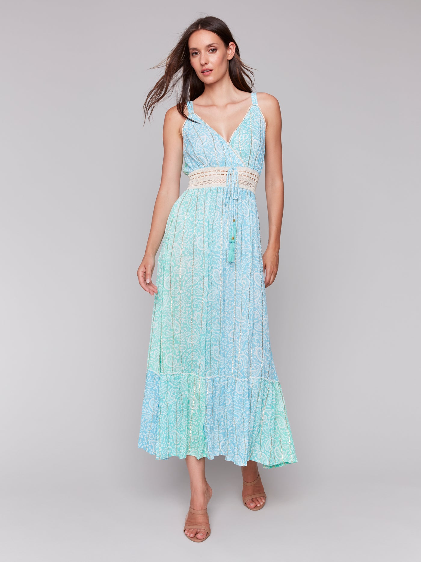 Foil Ombre Tiered Maxi Dress Charlie B