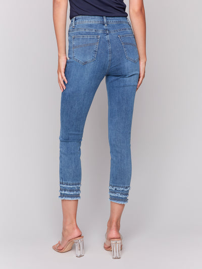 Frayed Hem Cropped Denim Pants Charlie B