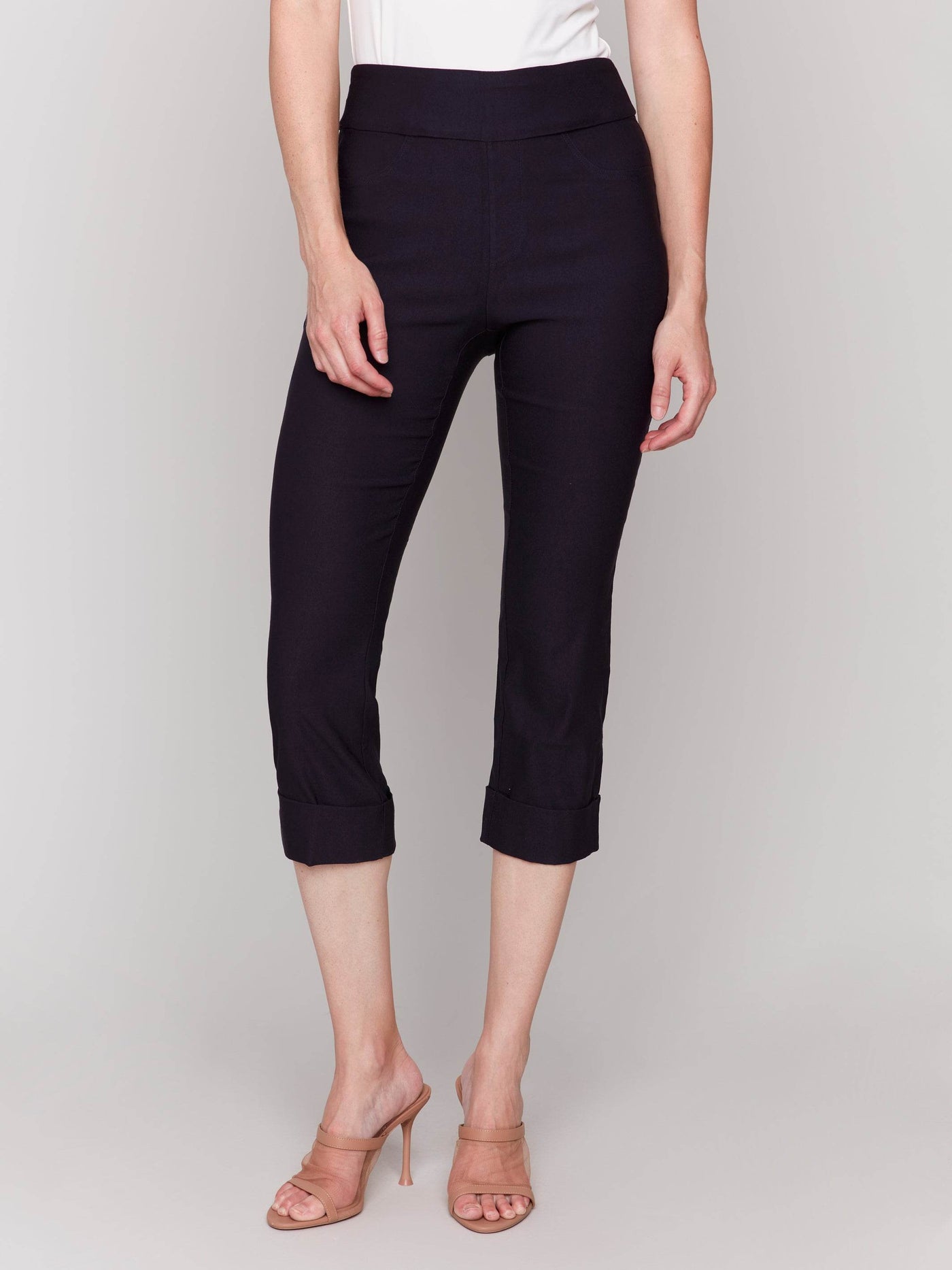 Solid Pull On Stretch Cropped Cuffed Pant - Dream Pants