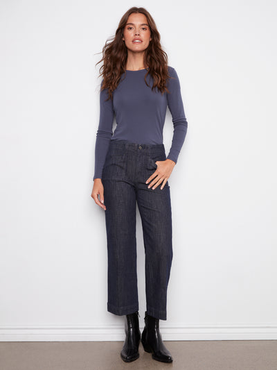 Cropped Wide Leg Stretch Jeans Charlie B
