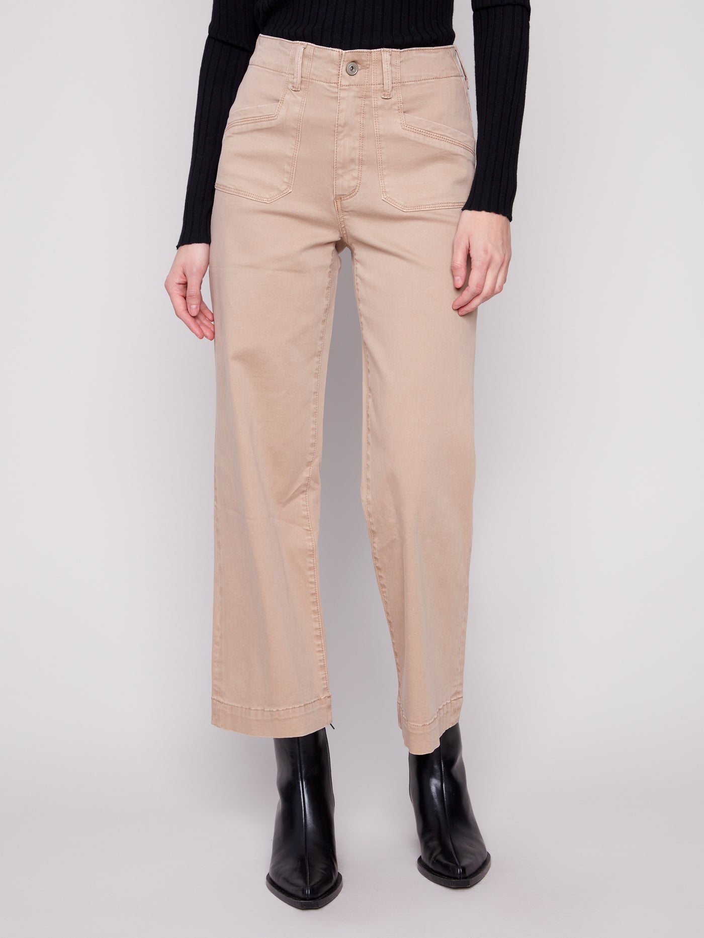 Cropped Wide Leg Stretch Twill Pants Charlie B
