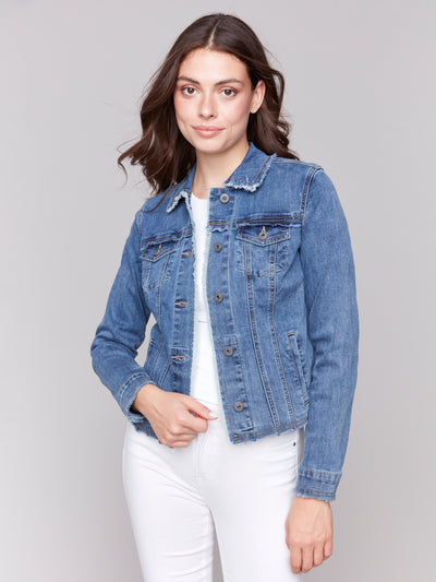 Jean Jacket with Frayed Edges Charlie B