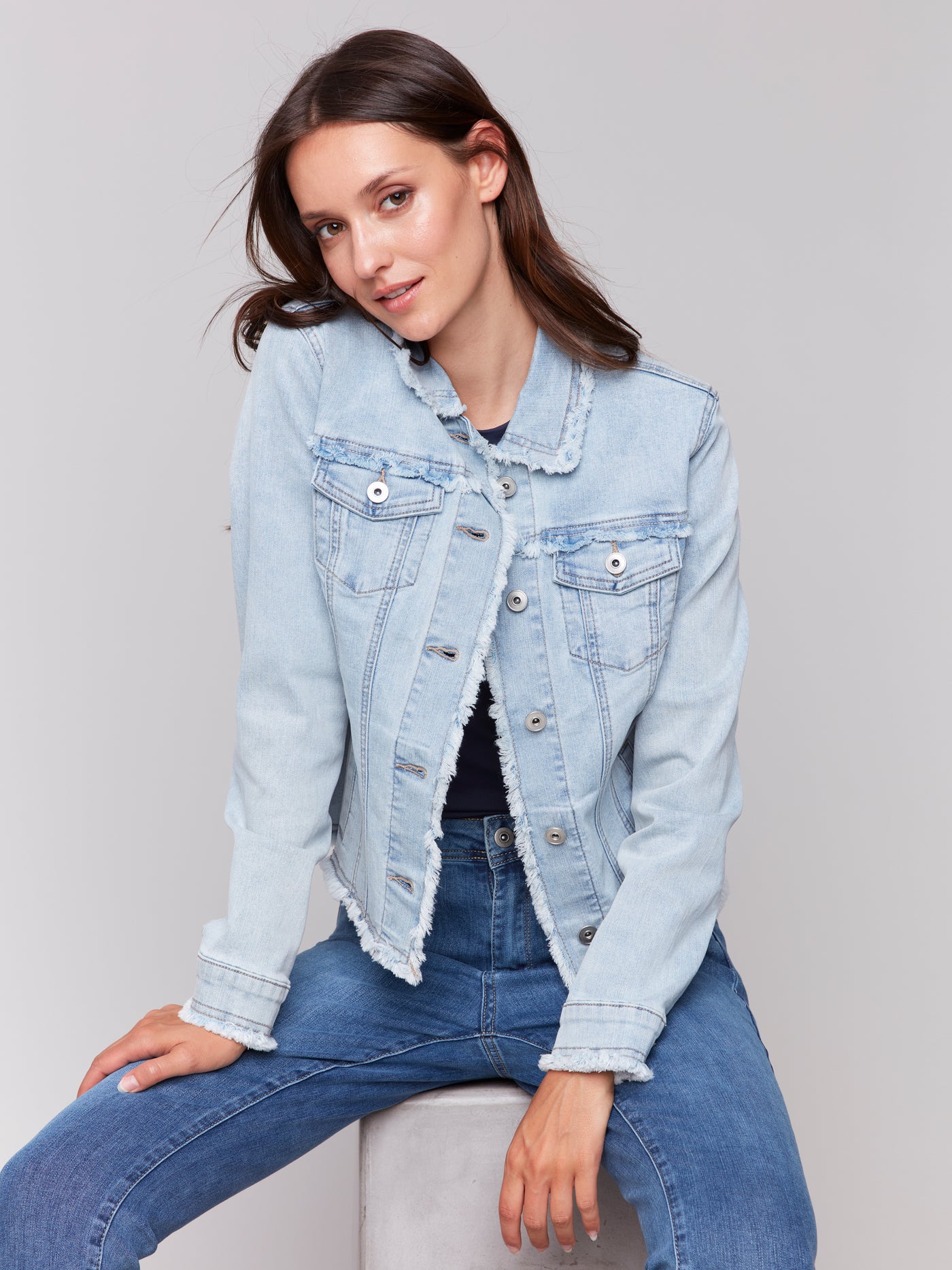 Jean Jacket with Frayed Edges Charlie B