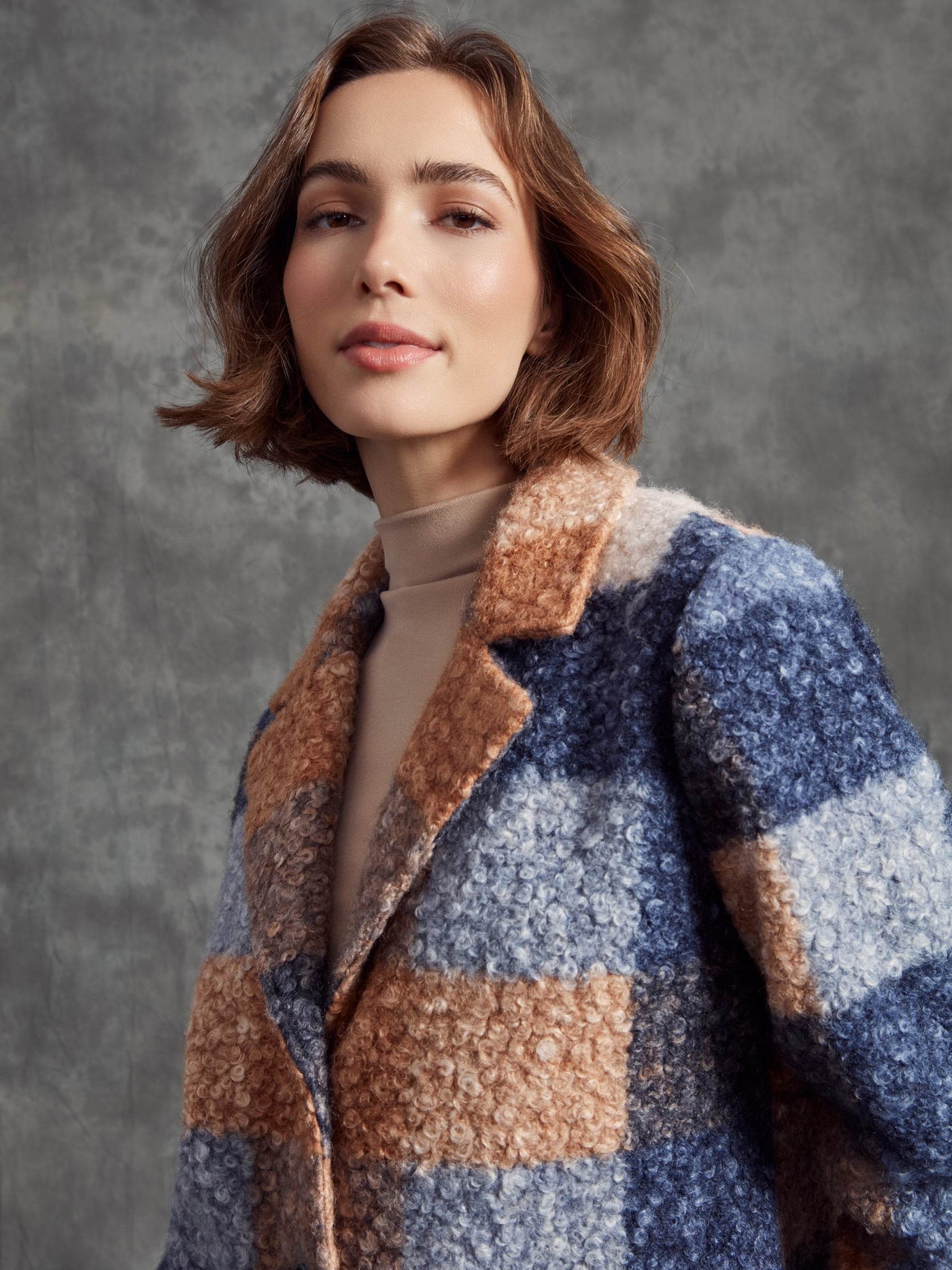 Plaid Bouclé Knit Coat - Dream Pants