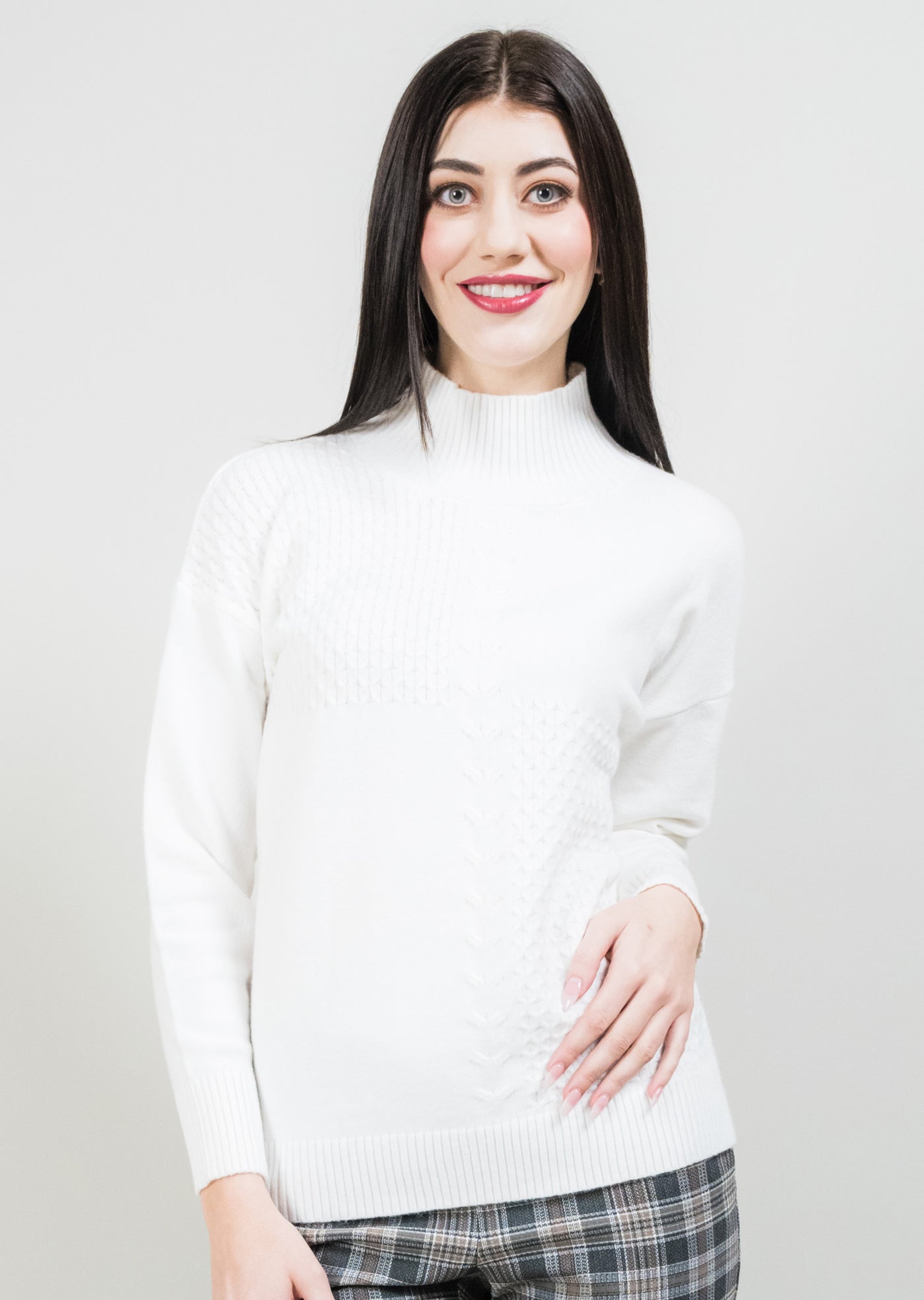 Marielle Novelty Stitch Mockneck Lisette L