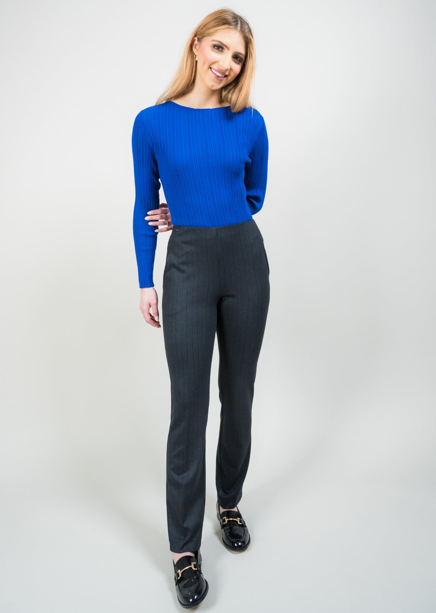 Noir Herringbone 30" Straight Pants Lisette L