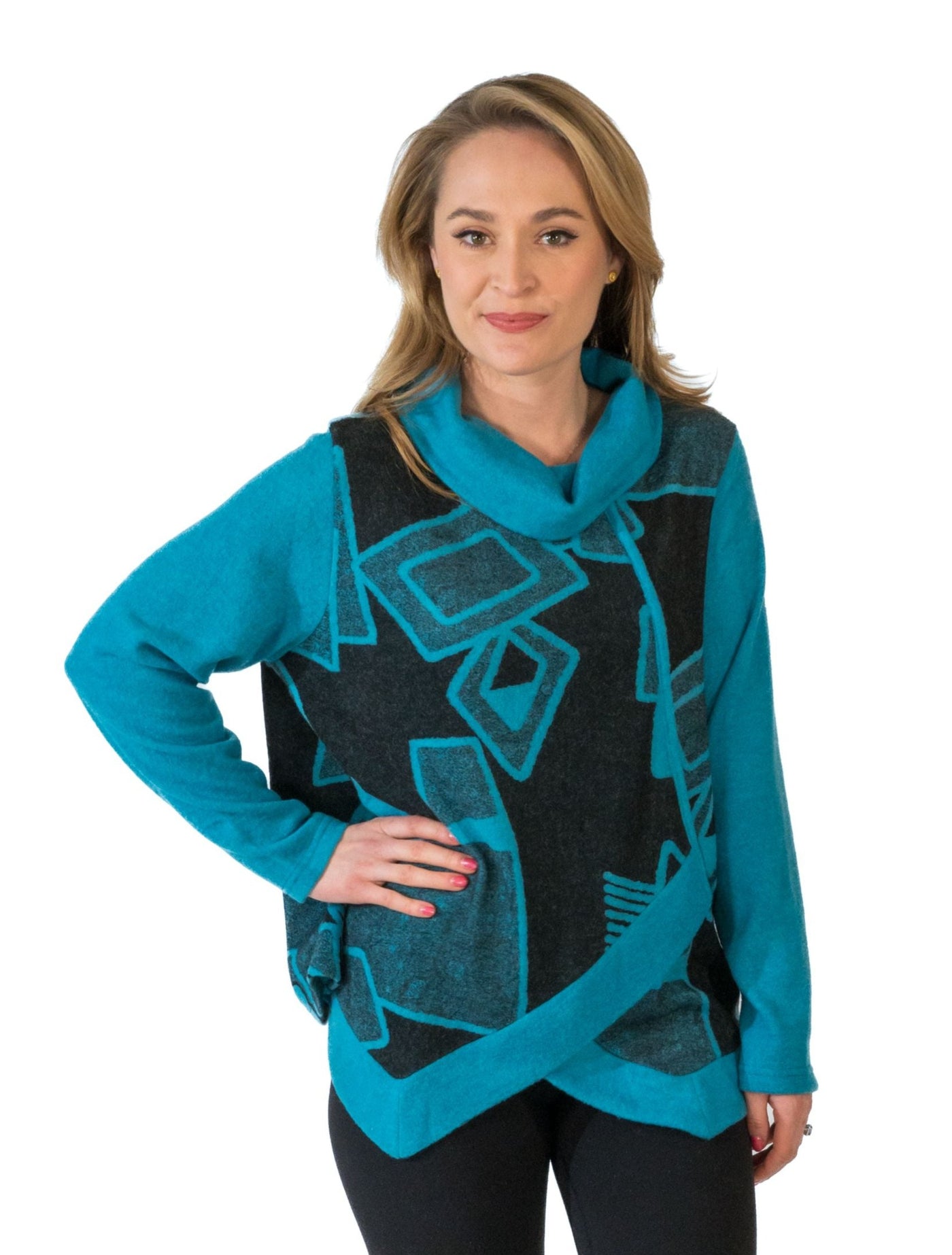 Trisha Tyler Cowl Neck Notch Front Tunic 