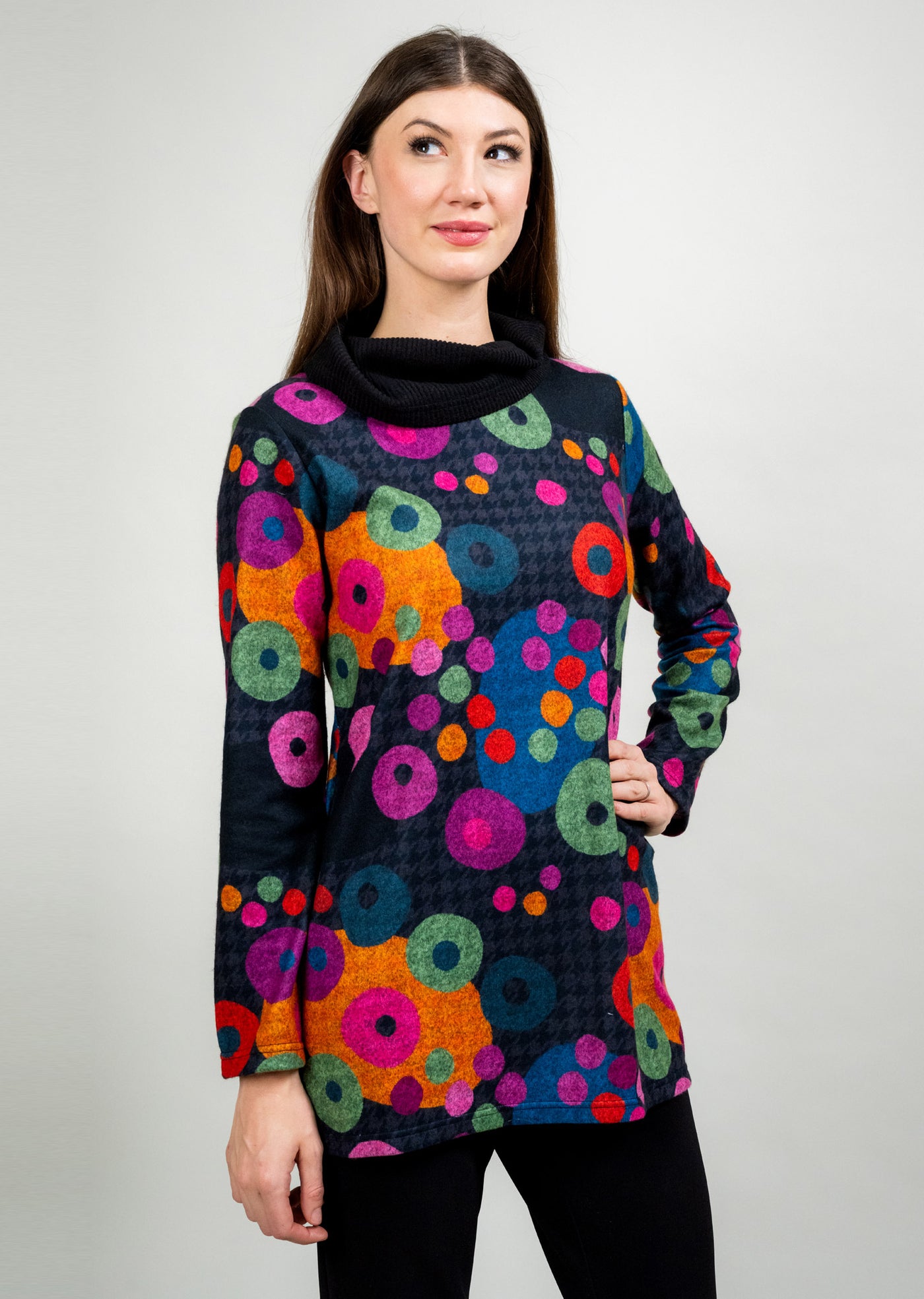 Brushed Contrast Cowl Neck Sweater Trisha Tyler