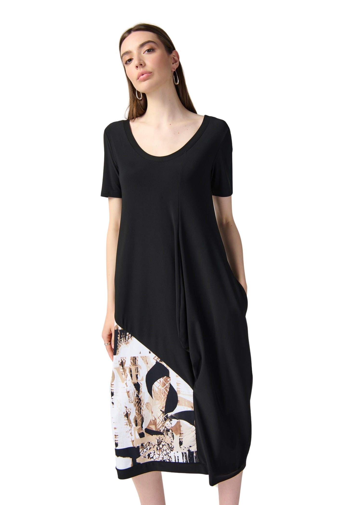 Abstract Print Silky Knit Cocoon Dress Joseph Ribkoff