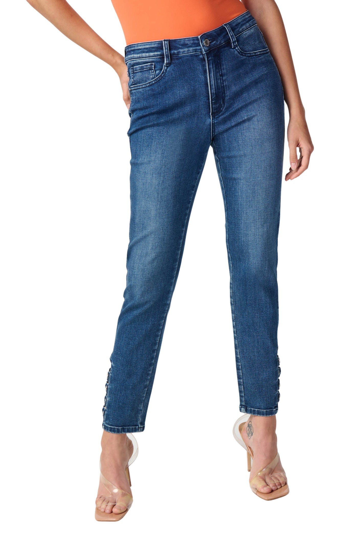 Classic Slim Jeans with Embellished Hem Joseph Ribkoff