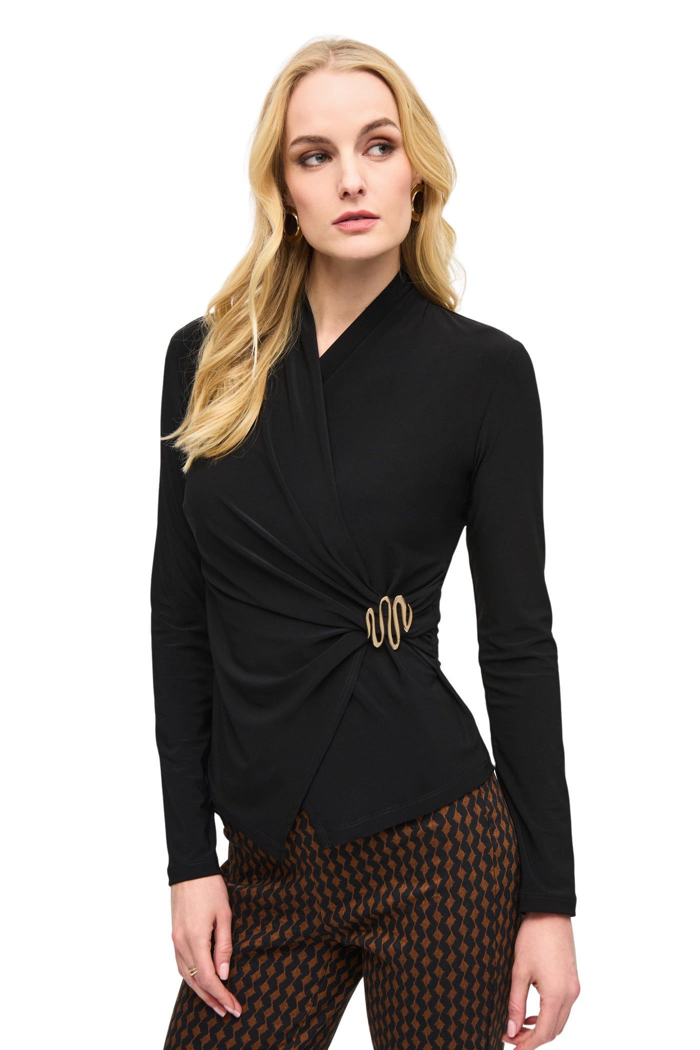 Silky Knit Fitted Wrap Top Joseph Ribkoff