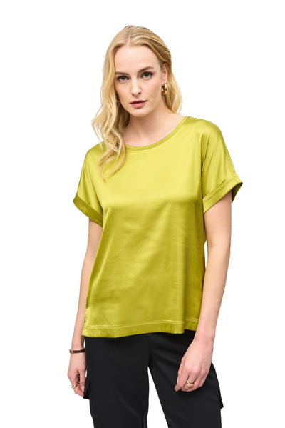 Satin Front Short Sleeve Top Joseph Ribkoff