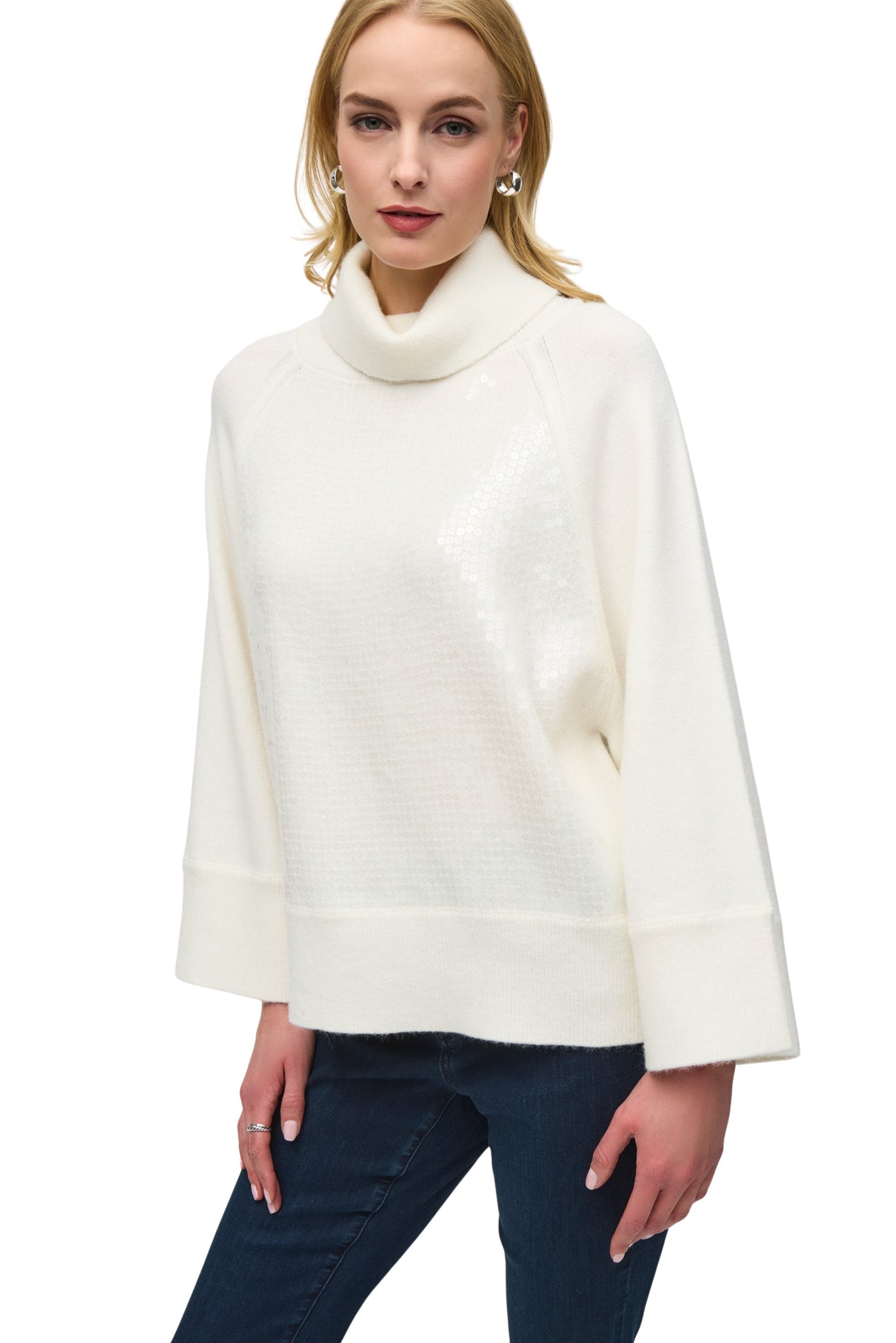 Sweater Knit Boxy Top With Sequins Detail Joseph Ribkoff