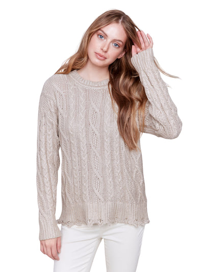 Metallic Cable Knit Sweater Charlie B