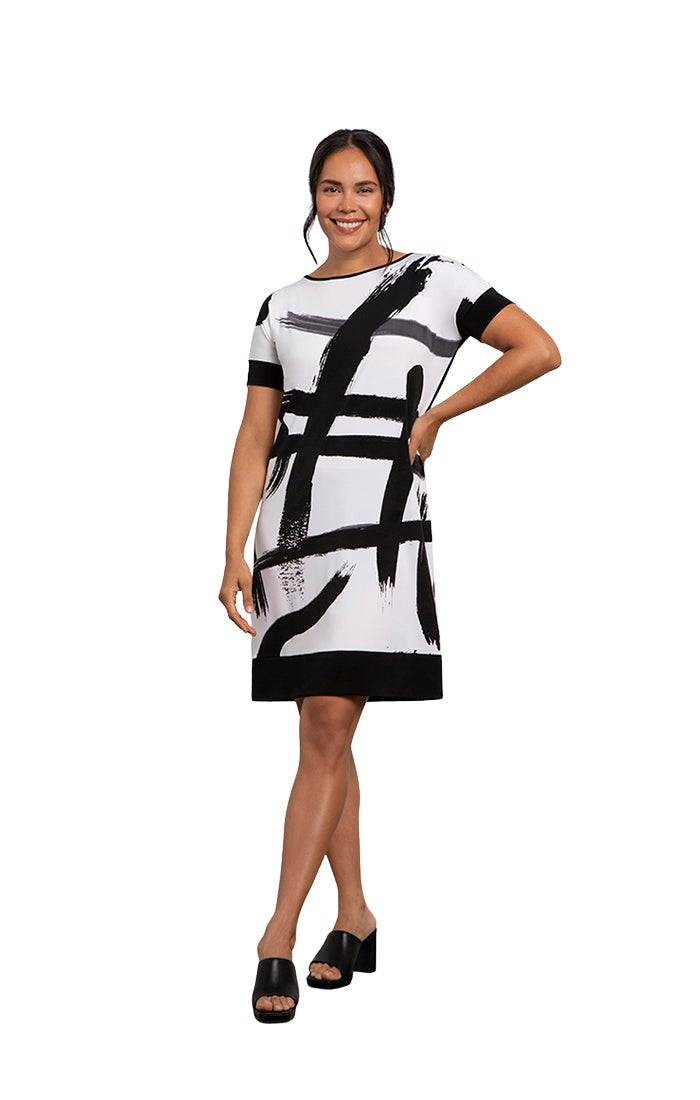 Boat Neck Print Dress Sympli