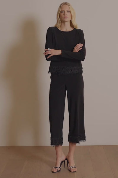 Haut en maille soyeuse avec ourlet à franges fantaisie