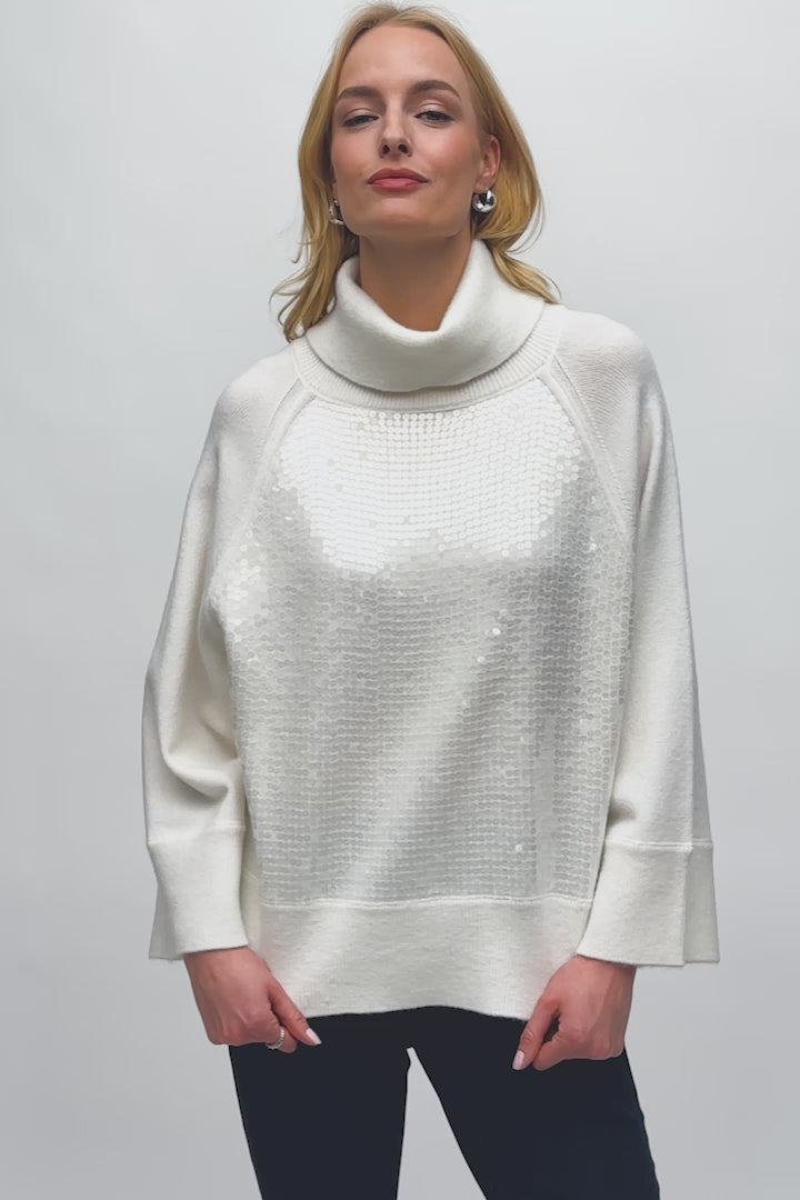 Sweater Knit Boxy Top With Sequins Detail