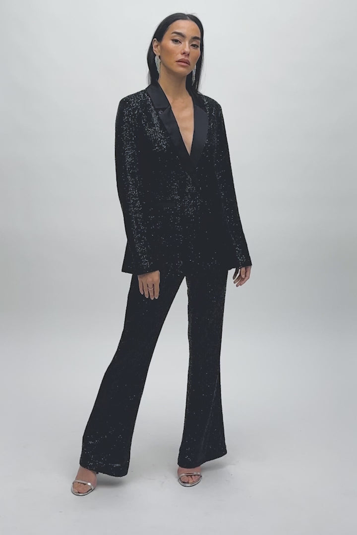 Sequins Flared Pull-On Pants