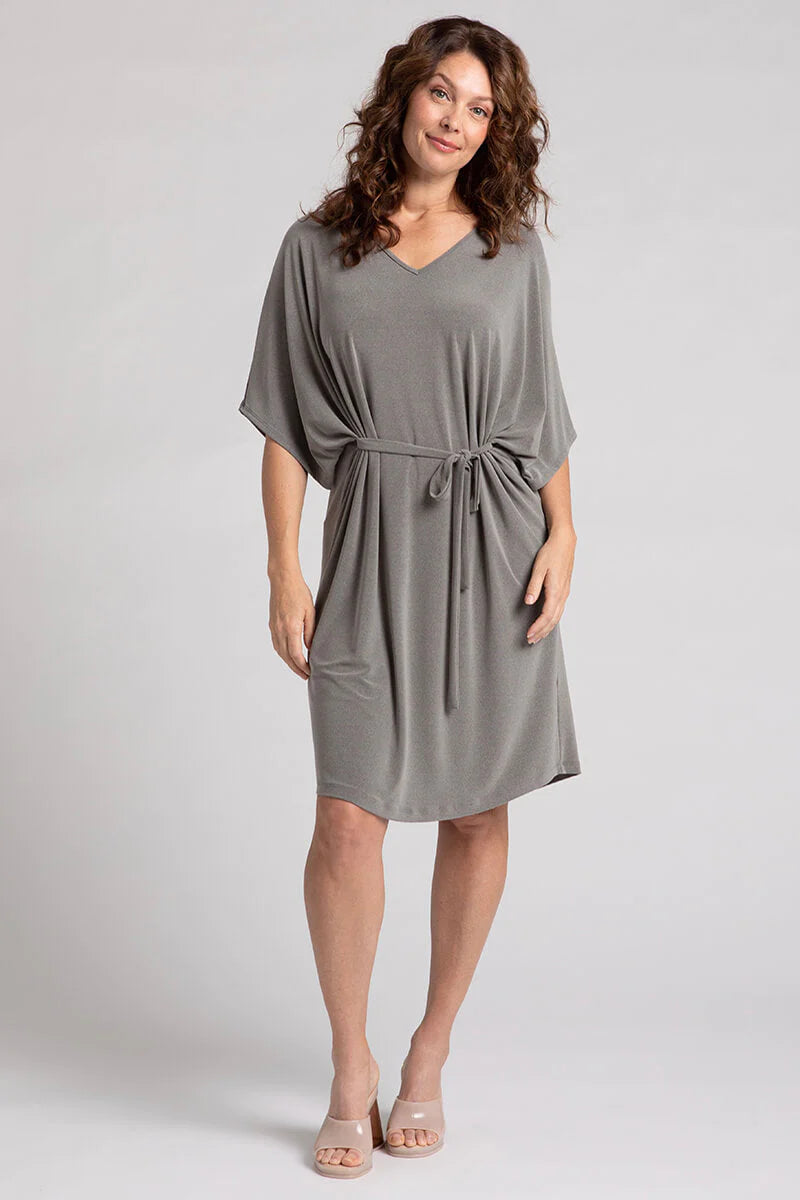 Slouchy V-Neck Dress With Tie Sympli