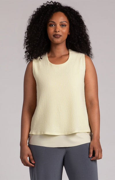 Sleeveless DBL Layer Shell W/ Jewel Neck Sympli