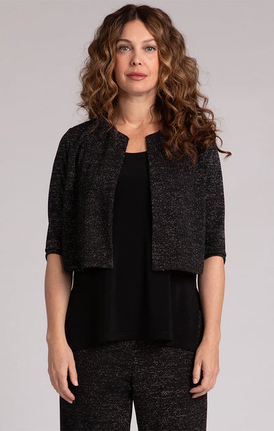 Classic Bolero Cardigan, Metallic Pique Sympli