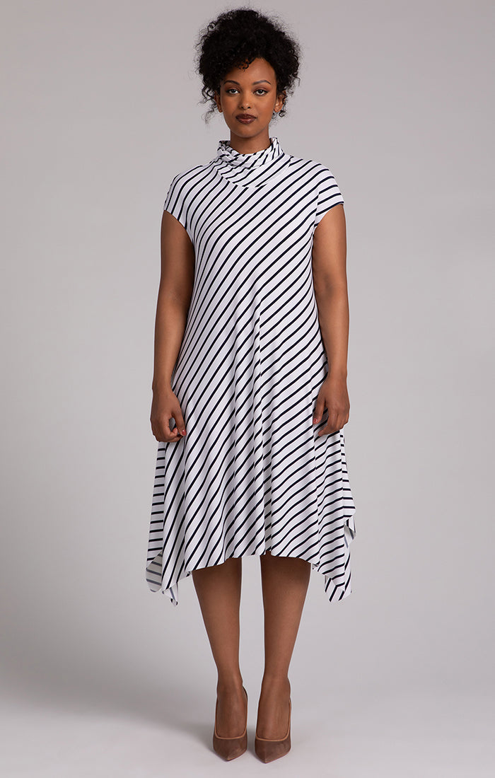 Flounce Funnel Neck Dress Sympli