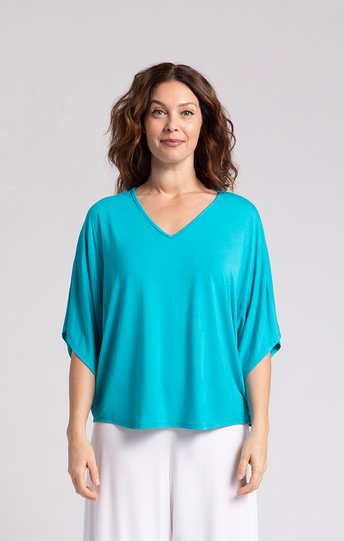 Bamboo V-Neck Dolman Top, Elbow Sleeve Sympli